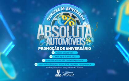 Absoluta Automóveis celebra seus 8 anos com quinzena de promoções