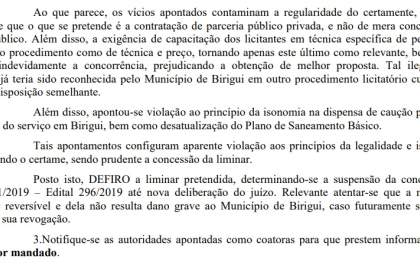 Justiça suspende licitação para concessão da água em Birigui