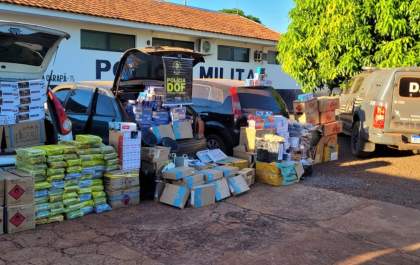 DOF apreende quase meio milhão em produtos de contrabando e descaminho em Laguna Carapã