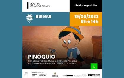 'Pinóquio' ganha exibição gratuita em Birigui nesta sexta