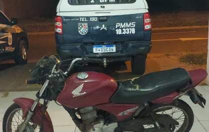 Motocicleta furtada em Três Lagoas é recuperada pela PM