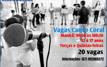 Três Lagoas têm aulas gratuitas de canto coral