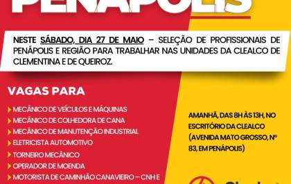 Clealco promove plantão para seleção de profissionais neste sábado