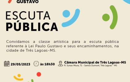 Escuta Pública com classe artística referente a Lei Paulo Gustavo acontece nesta segunda-feira