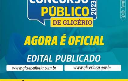 Prefeitura de Glicério inicia inscrições para concurso público