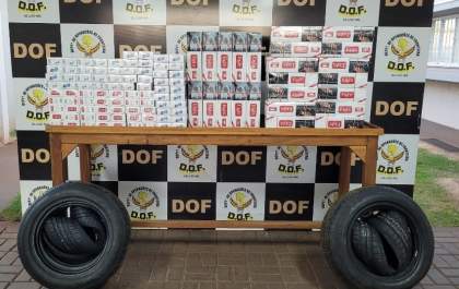 Veículo com cigarros e pneus ilegais é apreendido pelo DOF