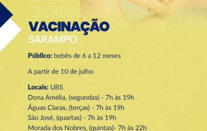 Araçatuba oferece vacinação contra sarampo para bebês de 6 a 12 meses