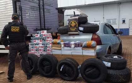 DOF apreende carro carregado com mais de R$ 200 mil em materiais de contrabando e descaminho