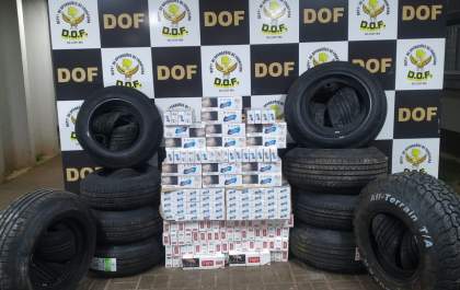 DOF apreende carros carregados com cigarros contrabandeados em Aral Moreira e Maracaju