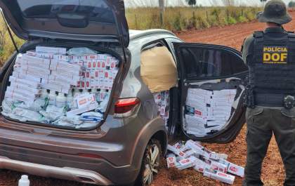 DOF recupera carro abarrotado com cigarros e defensivos agrícolas&nbsp;