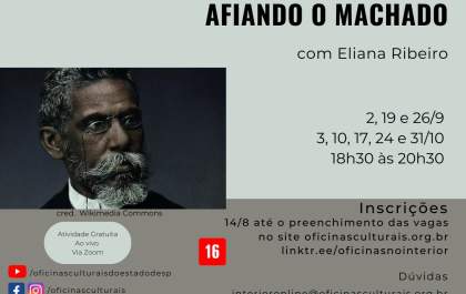Cultura tem programação on-line com 20 oficinas culturais para setembro