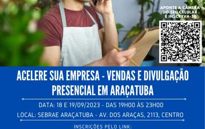 Sebrae abre inscrições para 2 cursos presenciais gratuitos