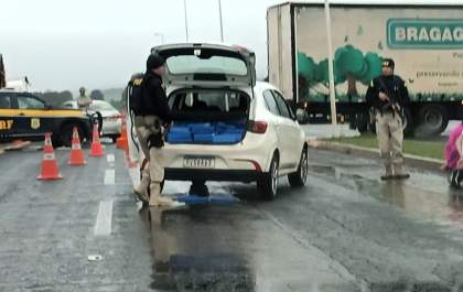 Roubado e com placas clonadas, carro com 240 kg de maconha é interceptado pela PRF