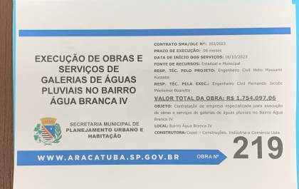 Prefeitura inicia quarta e última fase de implantação de galerias no bairro Água Branca