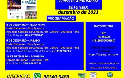 FFMS promove Curso de Arbitragem de Futebol em Dourados