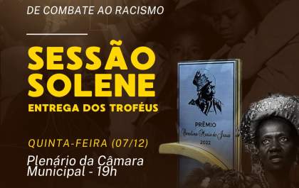 Câmara sedia Sessão Solene do 'Prêmio Carolina Maria de Jesus'&nbsp;