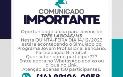 Simulado do Programa Jovem Profissional Bancário acontece nesta quinta-feira (14)