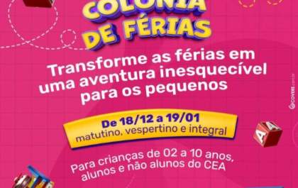 Colônia de Férias do CEA inicia na próxima segunda