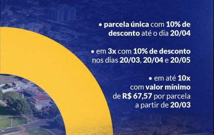 Consulta e pagamento do IPTU estarão disponíveis a partir desta quinta em Araçatuba
