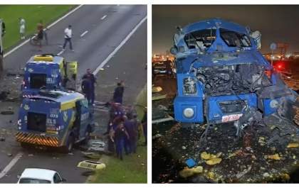 Criminosos armados explodem carros-fortes em SP