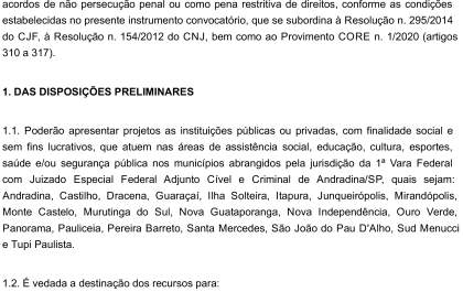 Juiz Federal de Andradina abre edital para seleção de projetos sociais