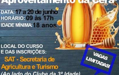 Curso gratuito capacitará na produção de mel e aproveitamento da cera