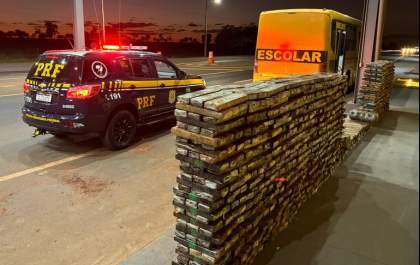 PRF apreende maconha em ônibus escolar