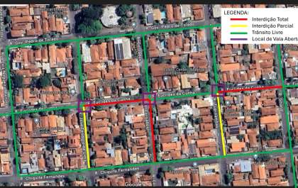 Rua Euclides da Cunha tem trechos interditados para obras da GS Inima Samar