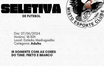 Misto convoca jogadores para Avaliação Técnica no Madrugadão