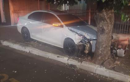 Motorista se choca com árvore