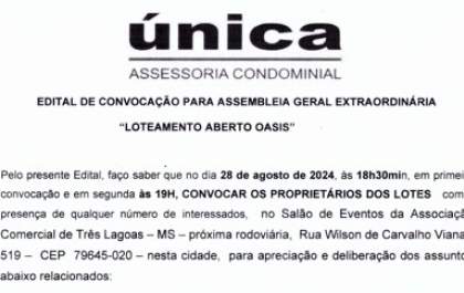 Edital de convocação para Assembleia Geral Extraordinária