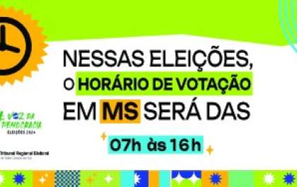 Horário de votação para eleitores de MS será das 7 às 16h