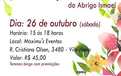 Abrigo Ismael promove 'Chá Beneficente da Primavera' em Araçatuba