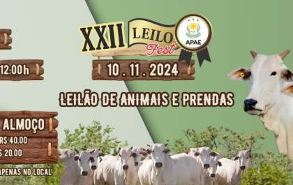 XXII Leilo Fest da Apae de Andradina acontece no dia 10 de novembro