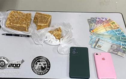 Força Tática do 28bpm/i, prende casal em Castilho por associação e tráfico de drogas