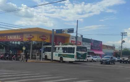 Ônibus perde controle e invade loja de ração na rua Munir Thomé