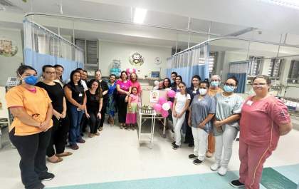 Bebê com síndrome rara ganha festa na Santa Casa de Araçatuba no 1º aniversário