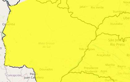 Inmet emite alerta de tempestades para Três Lagoas com previsão de queda de granizo