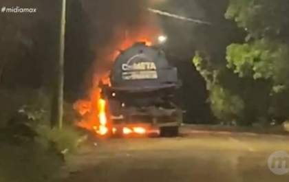 Após feminicídio em Água Clara, caminhão de suspeito é alvo de incêndio
