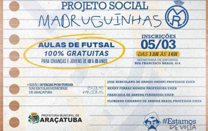 Real Madruga inicia inscrições para o Projeto de Futsal Madruguinhas