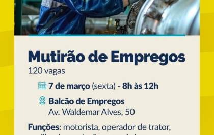 Prefeitura de Araçatuba realiza mutirão com 120 vagas de empregos nesta sexta