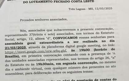 Edital de convocação de Assembleia Geral Extraordinária