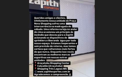 Reforma em loja teria causado princípio de incêndio em shopping