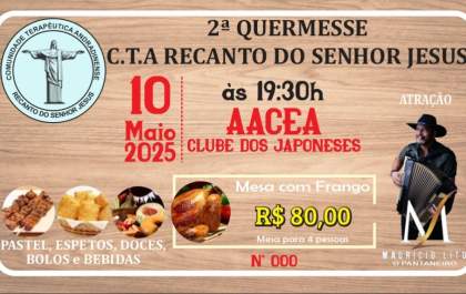Recanto do Senhor Jesus promove sua 2ª Quermesse no dia 10 de maio