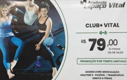 Academia Espaço Vital lança plano CLUB+ Vital