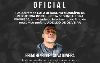 Prefeito decreta luto oficial em Murutinga do Sul após morte do filho do vice-prefeito&nbsp;