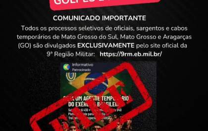 Exército alerta para golpes em processos seletivos em MS e MT