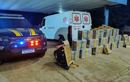 Ambulância é apreendida pela PRF com mais de 680kg de droga em Água Clara