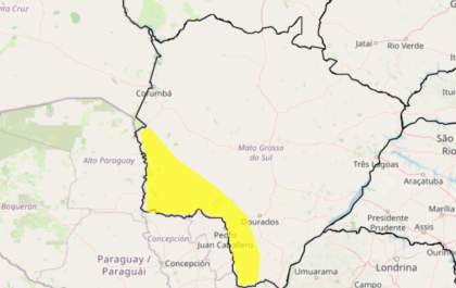 Inmet emite alerta de vendaval para cidades de MS nesta segunda-feira