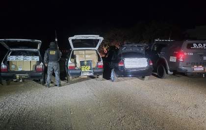 DOF intercepta veículos com mercadorias e cigarros contrabandeados do Paraguai